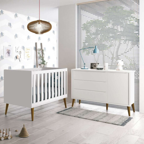 Comoda 3 Cajones 1 Puerta Zapatera Infantil Theo Blanco