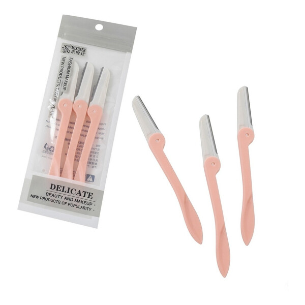 Perfilador Cejas Cara Rostro Navaja X 3 Un. Depilador Variante Color Rosa