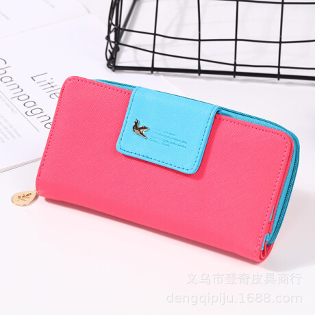 Billetera dama con botón Fucsia