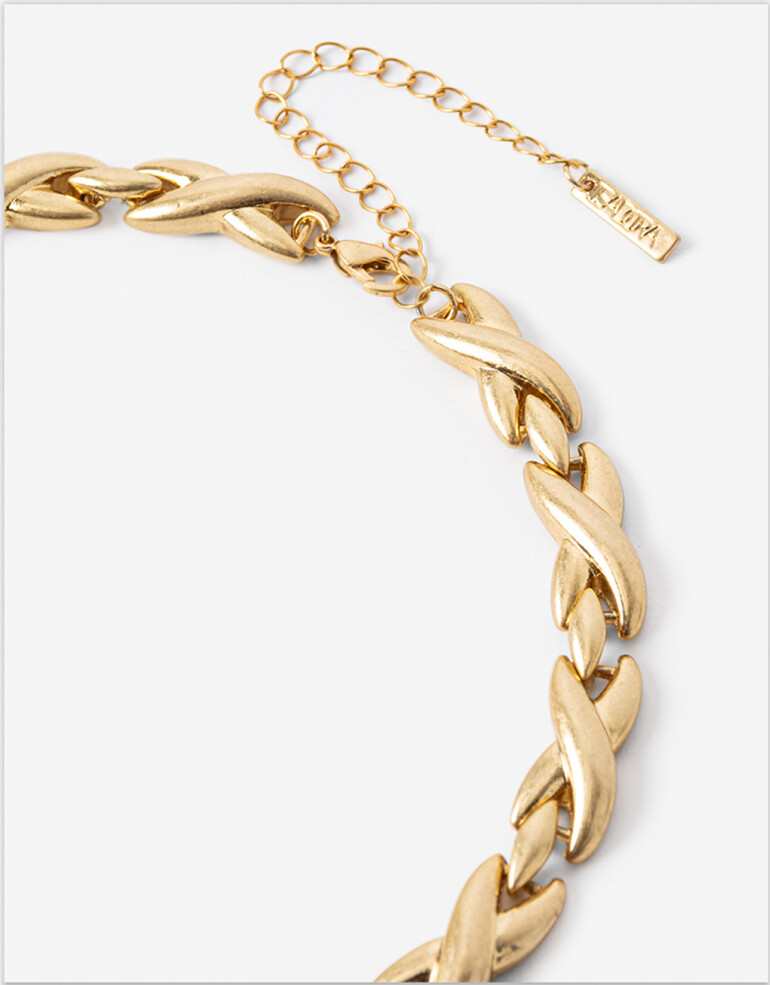 Collares Cortos Metal Collar Corto Metal Trenzado - Dorado Oro Amarillo