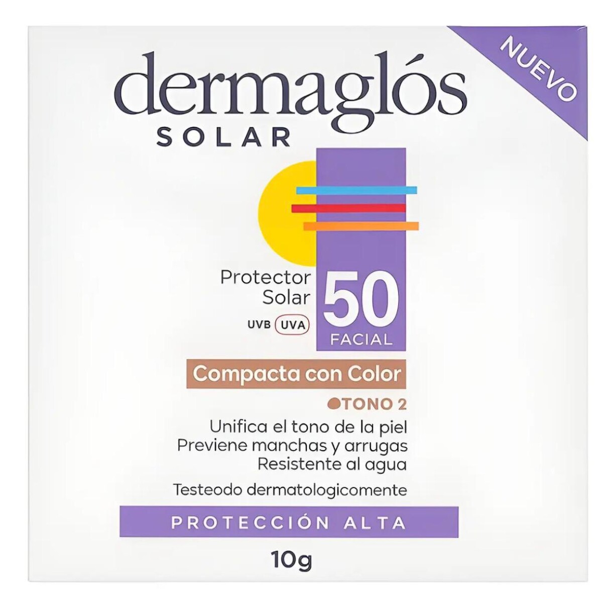 Dermaglós Protector Solar Compacto con Color Tono 2 FPS 50 Dermaglós - 10 gr 