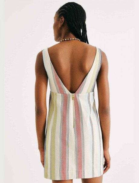 VESTIDO DE LINO A RAYAS MULTICOLOR