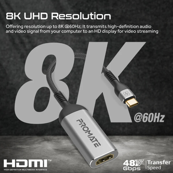 Adaptador Promate Medialink 8k Usb C A Hdmi PROMATE MEDIALINK 8K USBC HDMI 60HZ