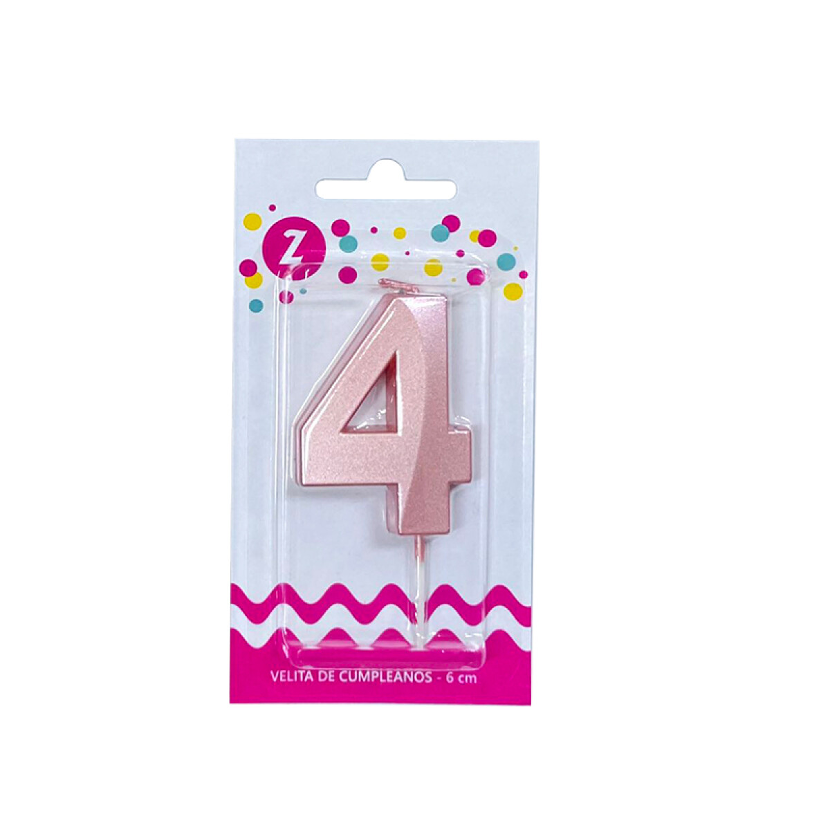 Vela 3D Rosa Perlado N°4 