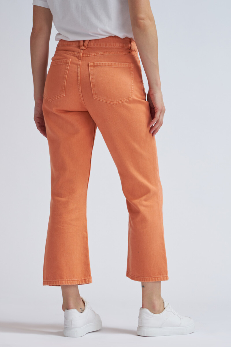 Pantalón de jean cropped flare Naranja