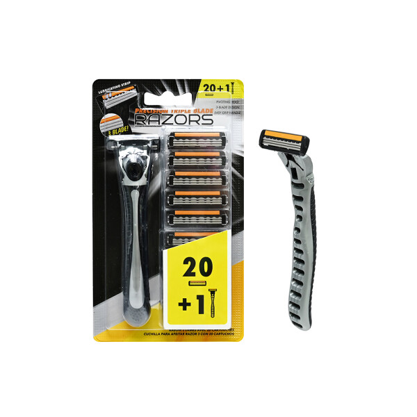 MAQUINA AFEITAR DE 3 HOJAS + 20 REPUESTOS MAQUINA AFEITAR DE 3 HOJAS + 20 REPUESTOS