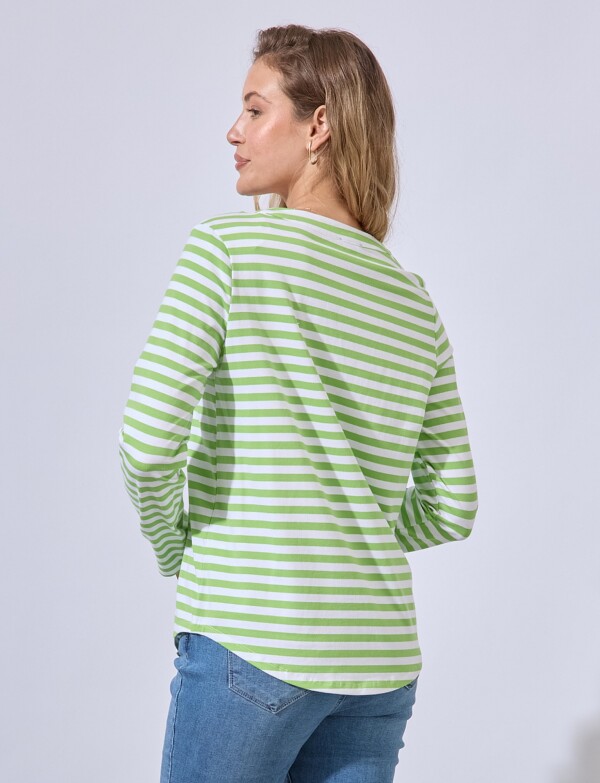 Remera Algodon Escote V VERDE