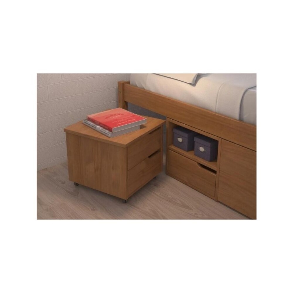 Cama Madera Maciza Con Cajones - 1 plaza - Linea charme Amendoa