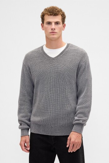 Buzo Cuello V Rib Hombre Pilot Grey