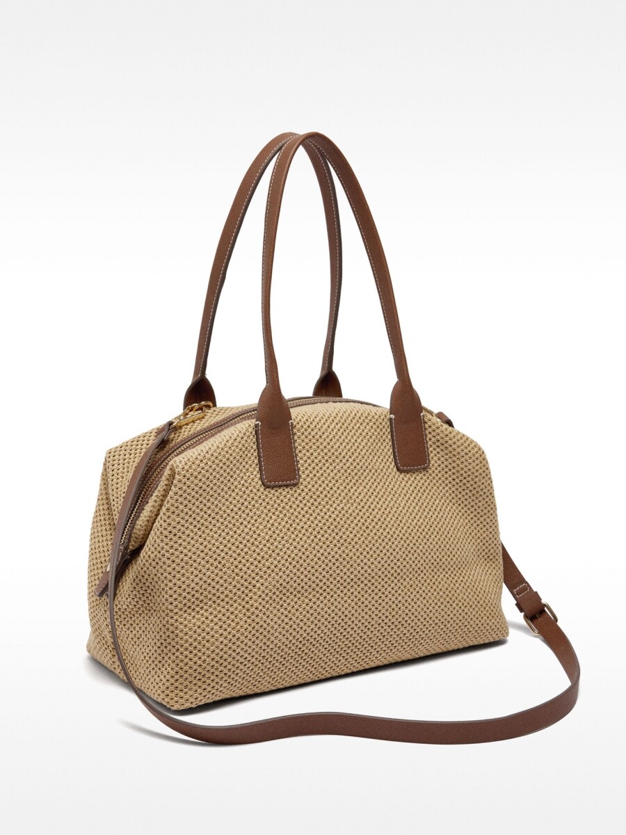 Bolso Shopper De Rafia Con Bandolera natural
