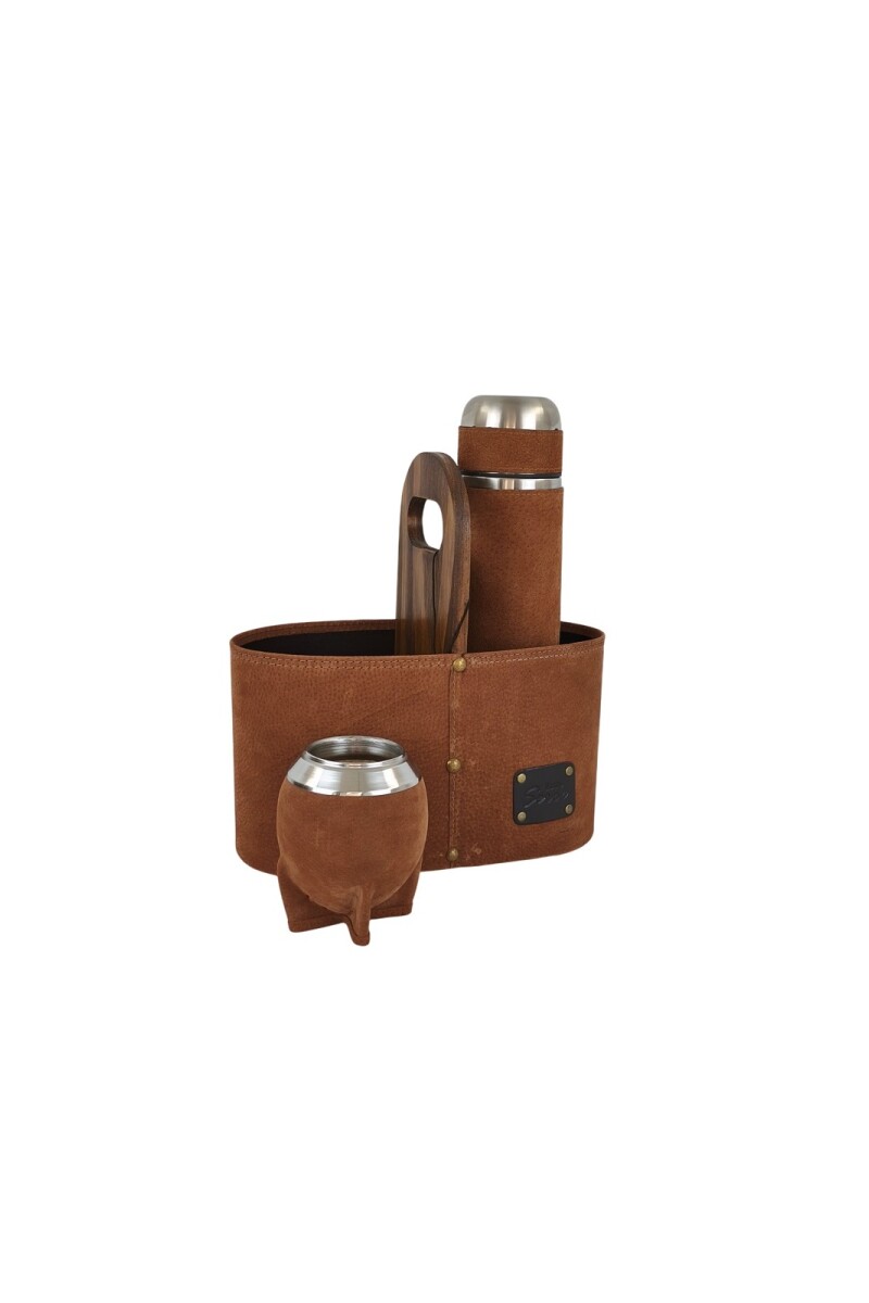Set matero para auto en cuero Marron