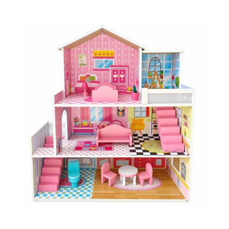 CASA DE MUÑECAS ROSADA Y CELESTE DE 8 PIEZAS CASA DE MUÑECAS ROSADA Y CELESTE DE 8 PIEZAS