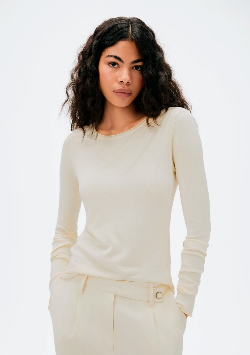 BLUSA EN PUNTO TEJIDO LIVIANO - AMARILLO 