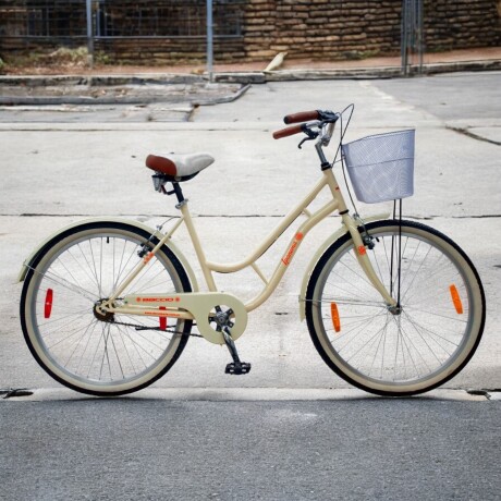 Bicicleta de paseo Baccio Ipanema Lady Vintage rodado 26 con canasto CREMA