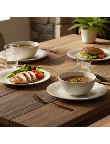 PLATO DE MESA D27CM RAYITAS BLANCO PLATO DE MESA D27CM RAYITAS BLANCO