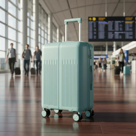 Valija Carry On Rígida Cierre Expandible Candado Ruedas 360° Celeste