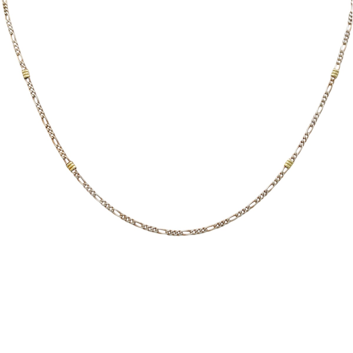 Cadena Cartier- Plata y Oro-Sin piedra-CD5047 - sinpiedra 