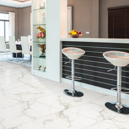 Semi Gres Carrara Blanco Marmolado Semi Mate 45X90Cm Piso Pared GAMAS DE GRIS