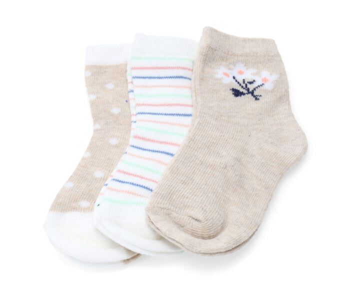 Medias de Niña MINI Miss Carol Media bebe pack X3 12 Beige Melange