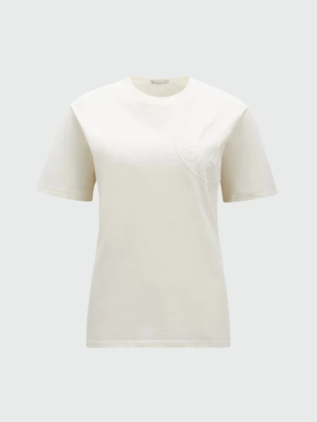 Moncler -Remera de algodón con logo Blanco