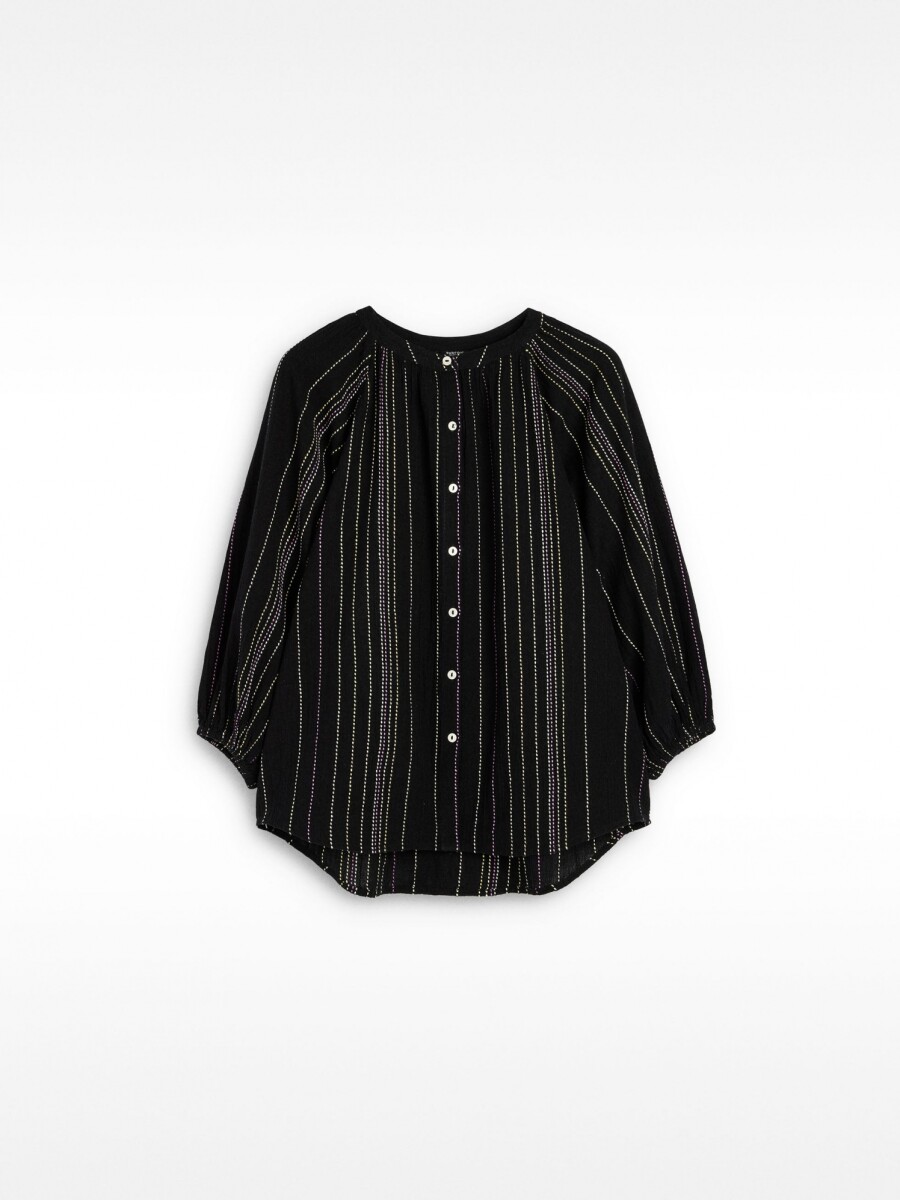 Camisa Con Costuras Multicolor 100 % Algodón negro