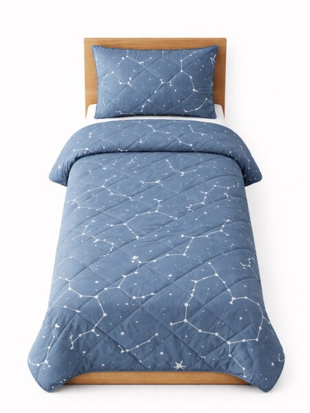 ACOLCHADO ESTAMPADO DE 1 PLAZA AZUL