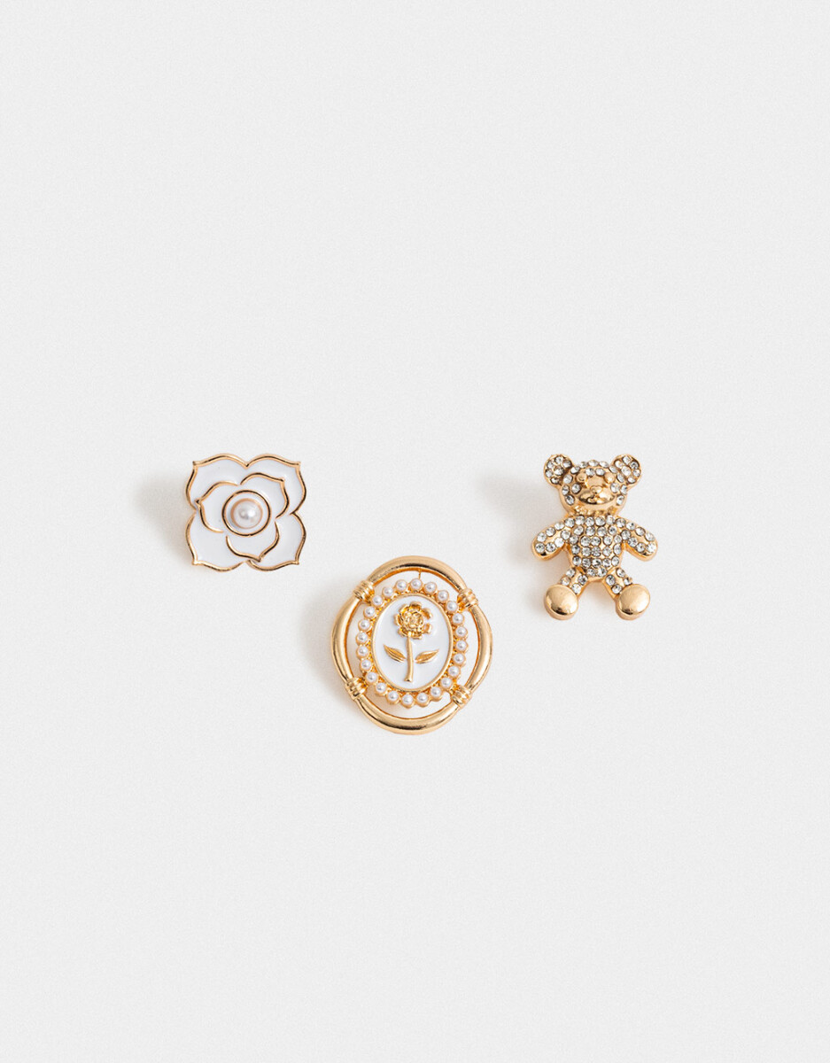 Set De Prendedores Con Strass 