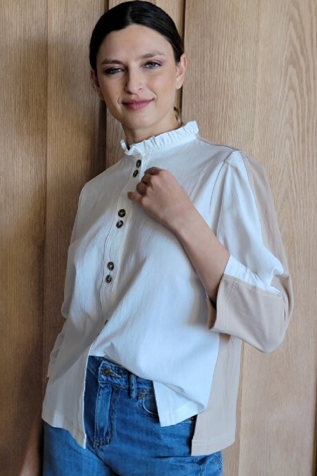 Camisa Carlotta 2.0 Combinada crudo beige