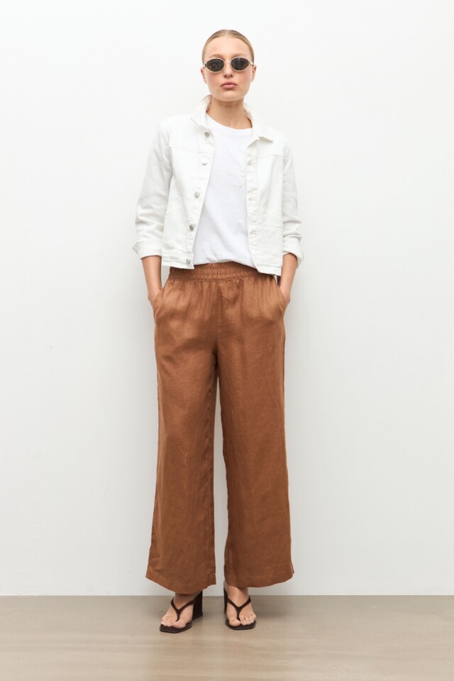 Pantalón pijama 100% Lino camel