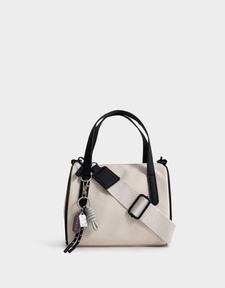 Cartera Bowling Con Charm - Blanco Crudo 