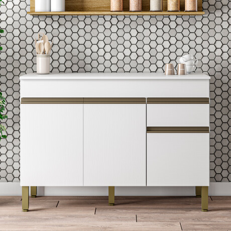 Modulo Bajo Mesada Sin Tapa Tres Puertas De 120 cms. BLANCO