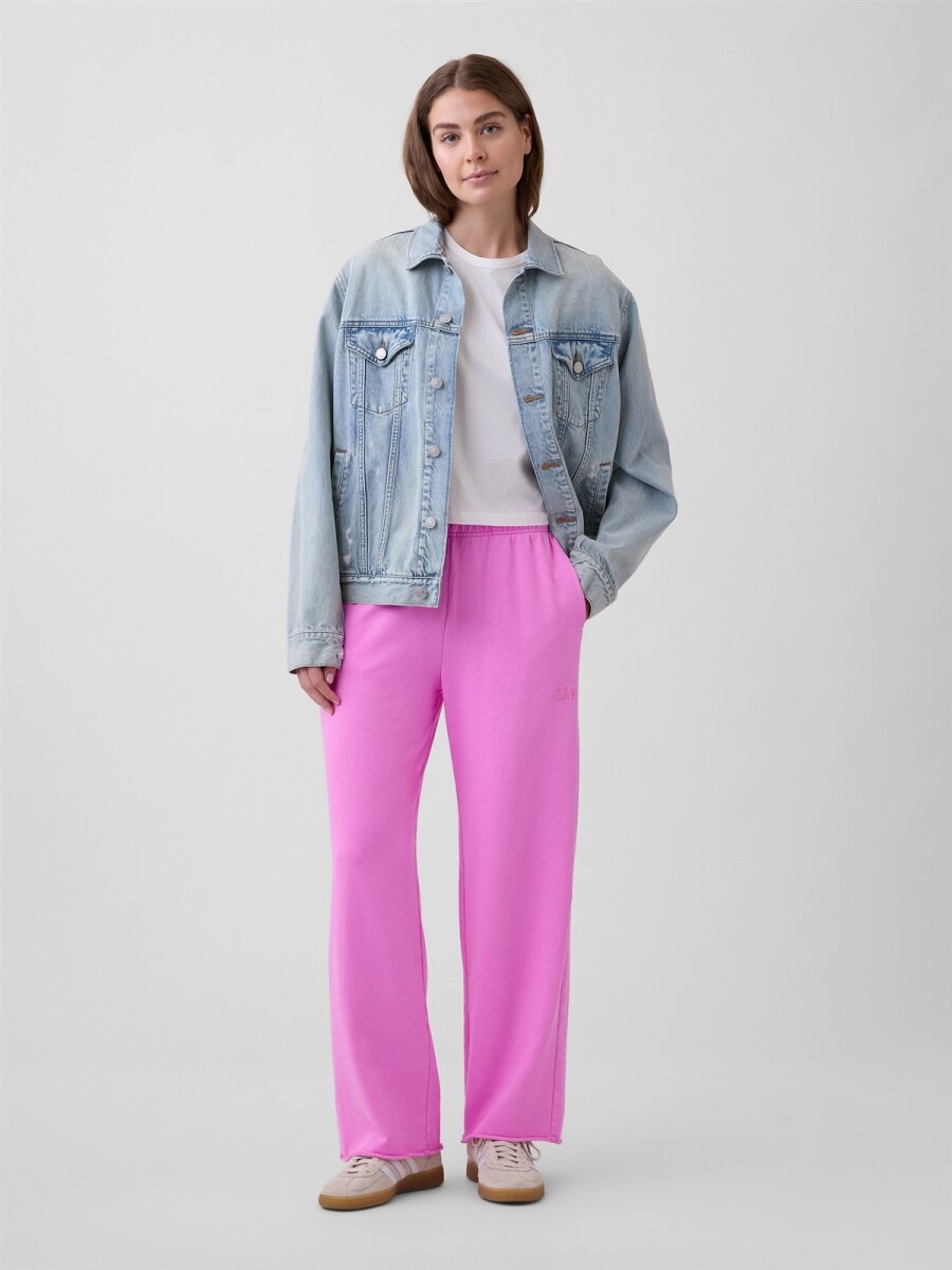 Pantalón Deportivo Sin Felpa Mujer - Neon Pink Glow 