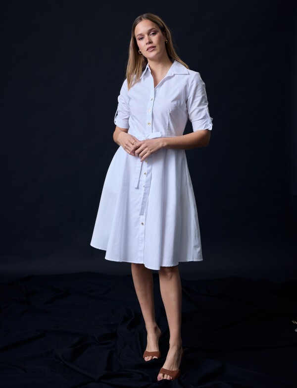 Vestido Camisero Lazo BLANCO