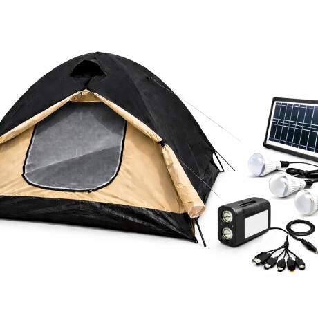 Set Camping Carpa Igloo Arye 3/4P Sobretecho + Kit Solar Beige