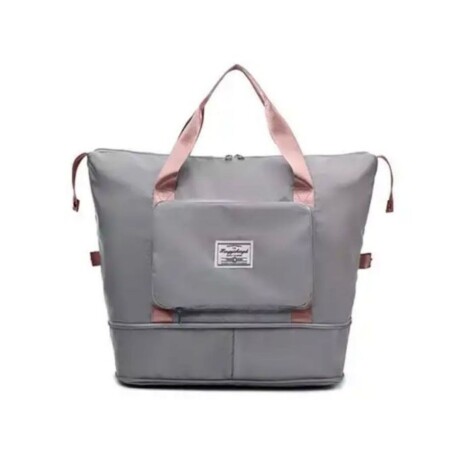 Bolso Viaje Plegable Impermeable Con Enganche Para Valija Color gris con correa rosa