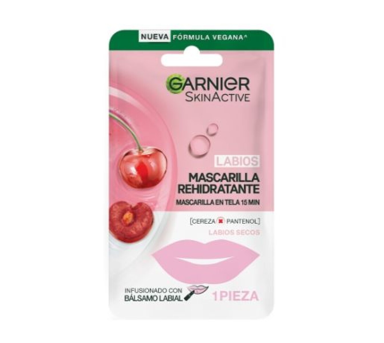 Garnier Mascara de Tela para Labios Cereza + Pantenol – Labios Suaves y Nutridos