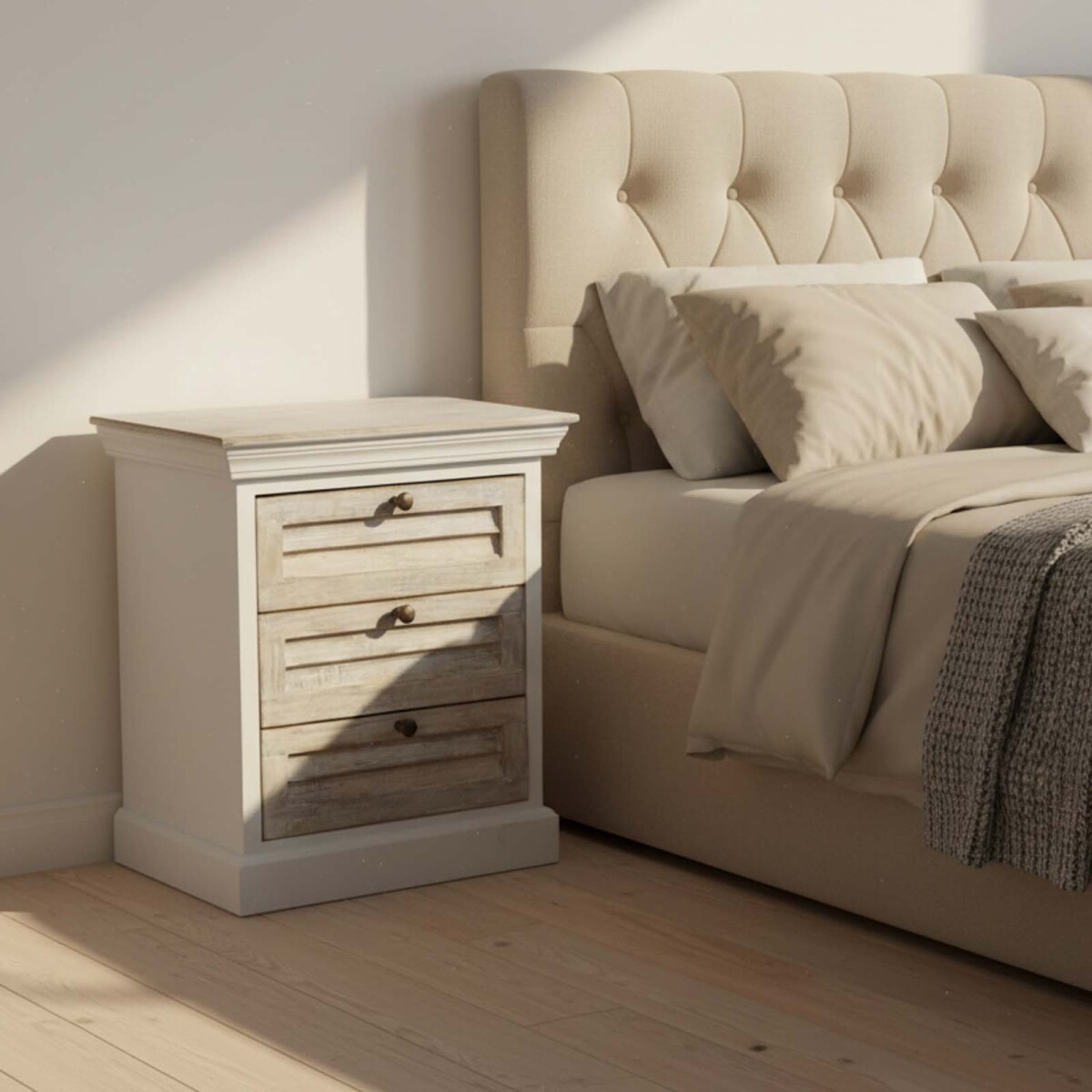 MESA DE LUZ 3C - MADERA BLANCO EZIO 