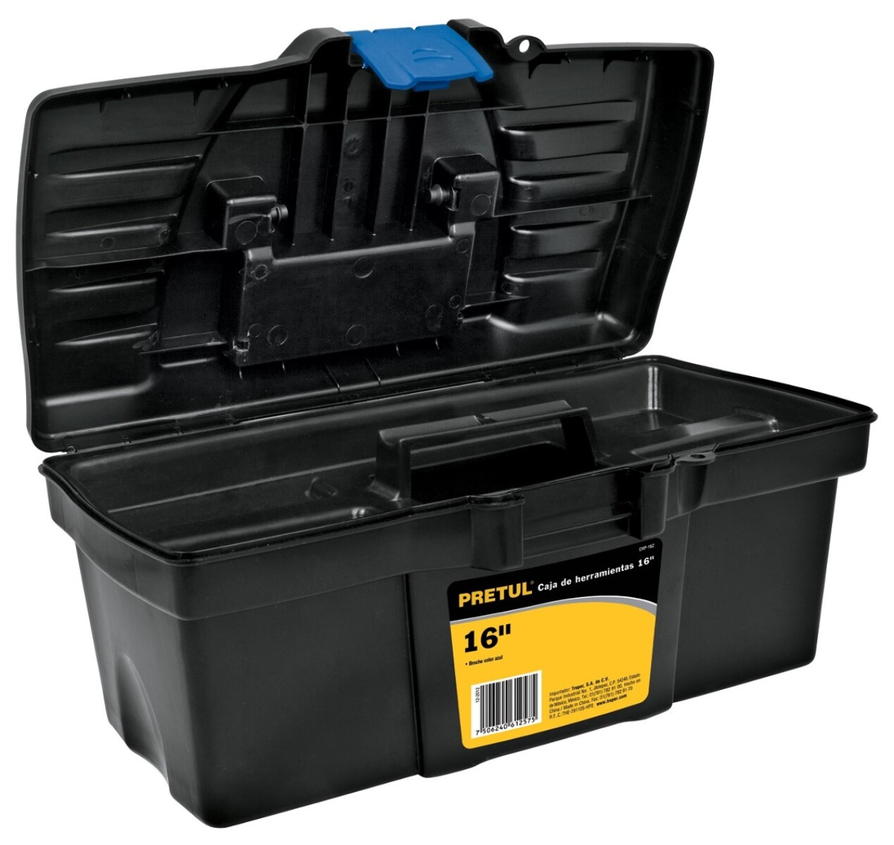 CAJA HERRAMIENTAS (51X25X25) POLIPROPILENO NEGRA BROCHE AZUL PRETUL CHP-19Z - N/a 