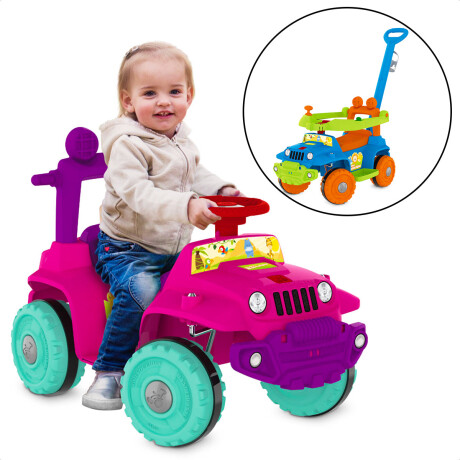 Buggy Jeep Auto C/Guía Y Ruedas Delanteras Giratorias Rosa