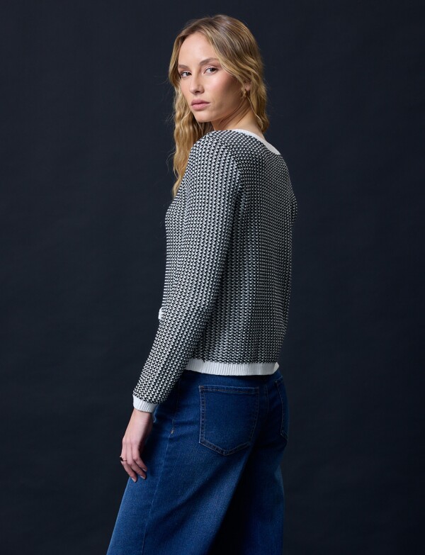 Cardigan Tweed NEGRO/BLANCO