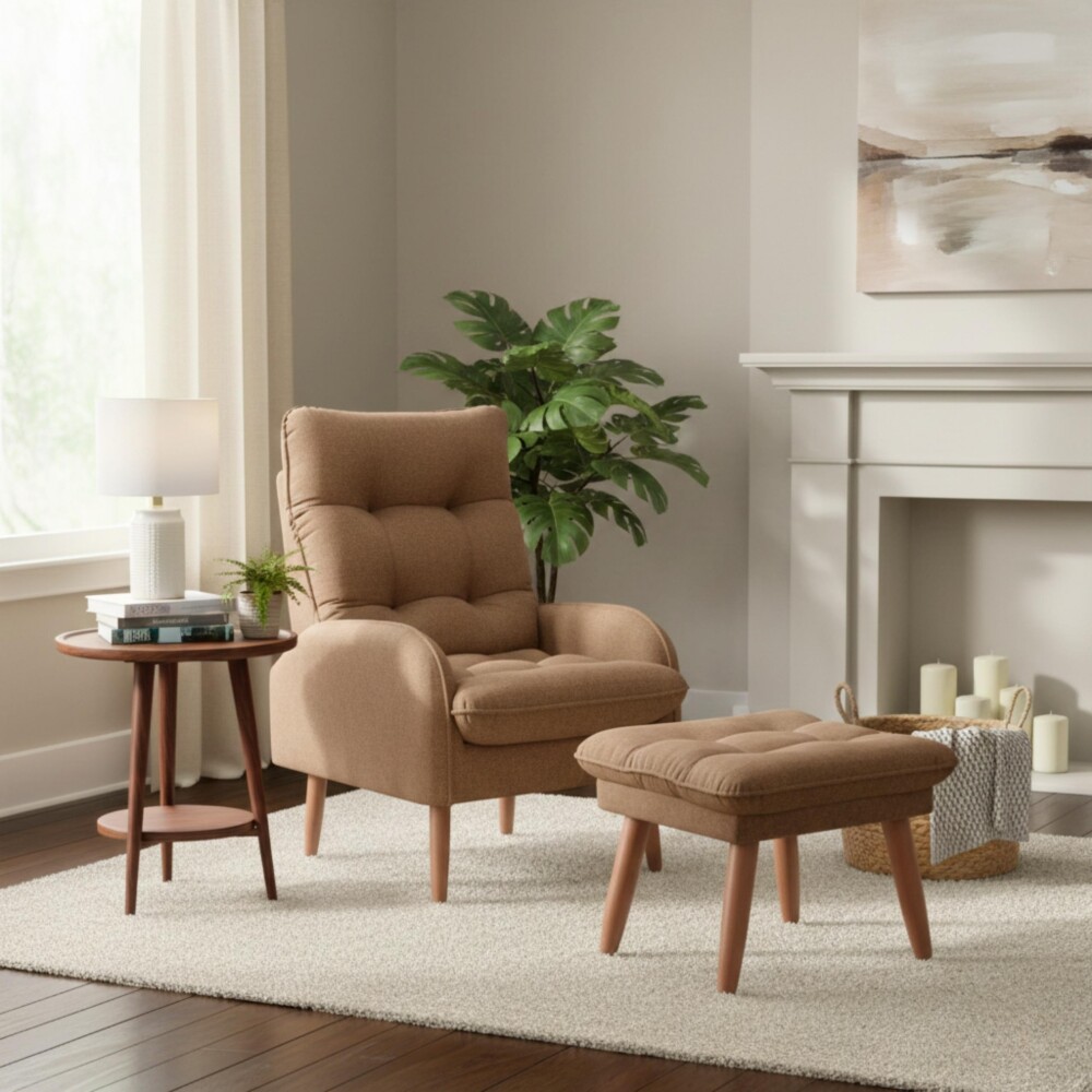 Butaca 1 Cuerpo Living + Puf - Nantes Marrón