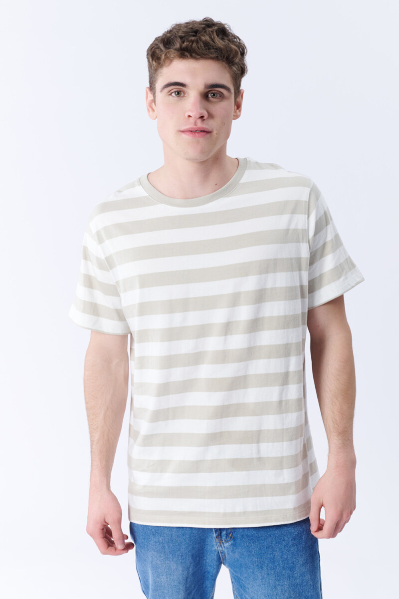 Remera Rayada Blanco Y Beige