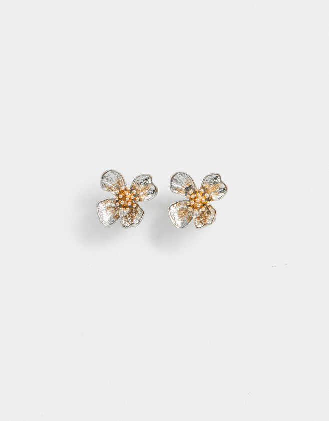 Aros Pasantes Con flores Aros Pasantes Con Flores Metálicas - Combinacion Bicolor