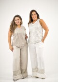 Conjunto de lino con lentejuelas Beige