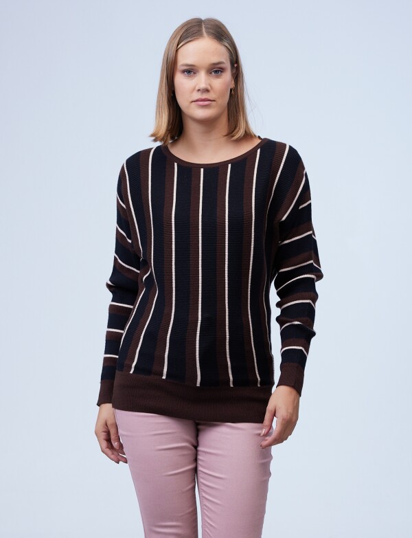 Buzo Dolman Colorblock MARRON/MULTI