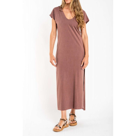 Vestido Algodon Lavado Marron