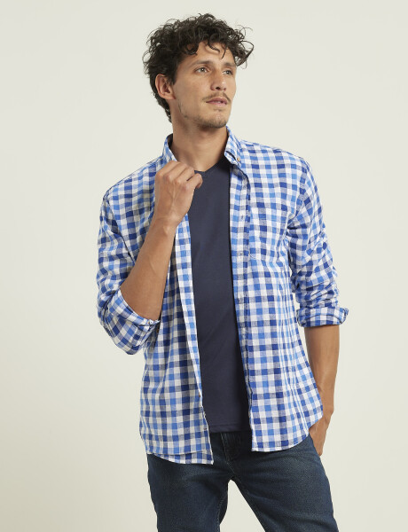 Camisa Harrington Label Azul Oscuro/azul