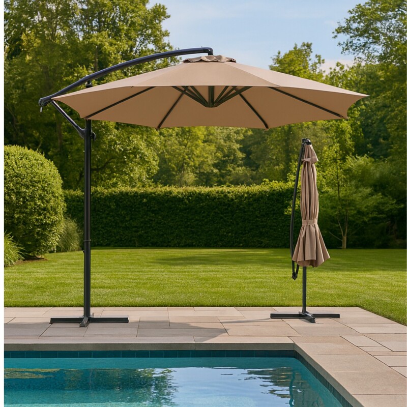 Sombrilla Grande de Jardín 2.70 m con Base de Hierro y Proteccion UV Sombrilla Grande de Jardín 2.70 m con Base de Hierro y Proteccion UV