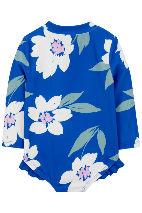 Malla de baño una pieza manga larga con protección UPF 50+ diseño floral Sin color