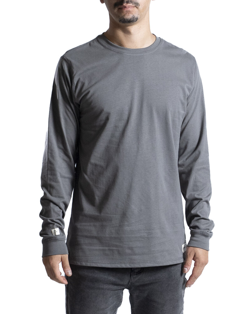 Remera Manga Larga Algodón Gris Oscuro